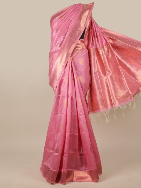 

Pothys Pink & Gold-Toned Woven Design Zari Jute Silk Saree
