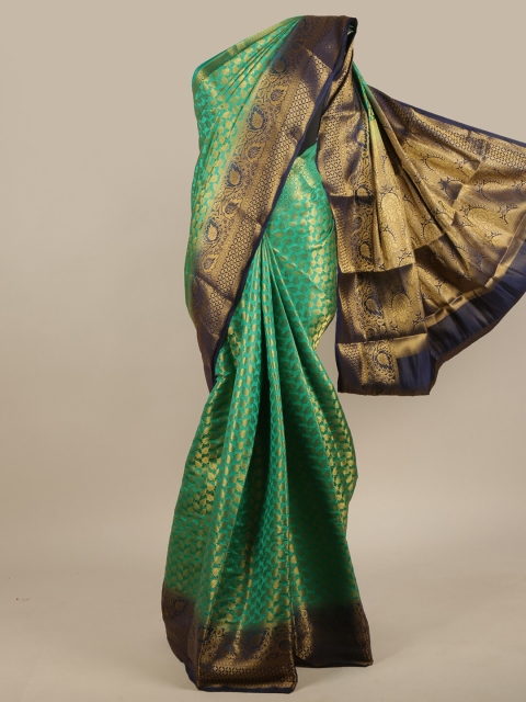 

Pothys Green & Navy Blue Ethnic Motifs Zari Jute Silk Saree