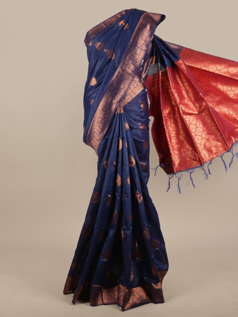 

Pothys Blue & Red Woven Design Jute Silk Saree