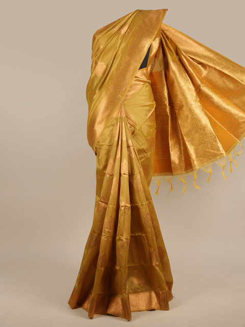 

Pothys Gold-Toned Floral Jute Silk Saree