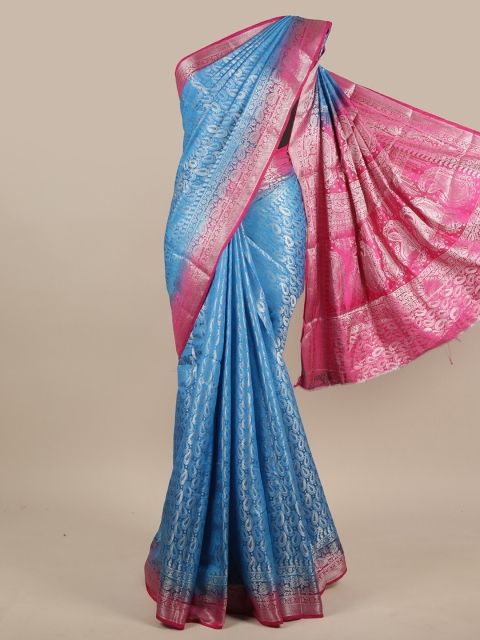 

Pothys Blue & Pink Ethnic Motifs Zari Jute Silk Saree