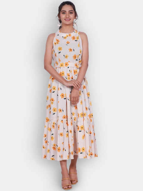 

Bavaria Off White Floral Halter Neck Maxi Dress