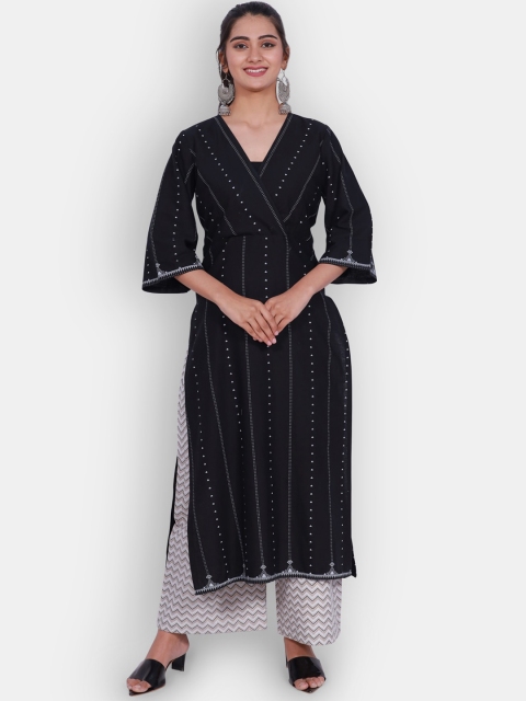 

Bavaria Women Black Printed Kurta with Palazzos