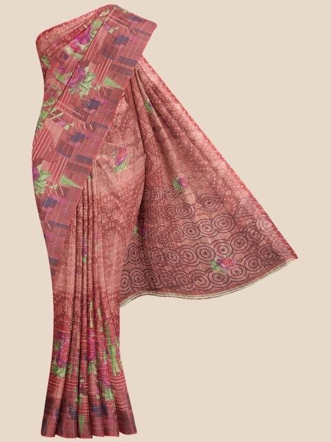 

KLM Fashion Mall Pink Abstract Printed Georgette Saree