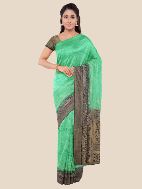 

KLM Fashion Mall Teal & Navy Blue Woven Design Zari Silk Blend Saree