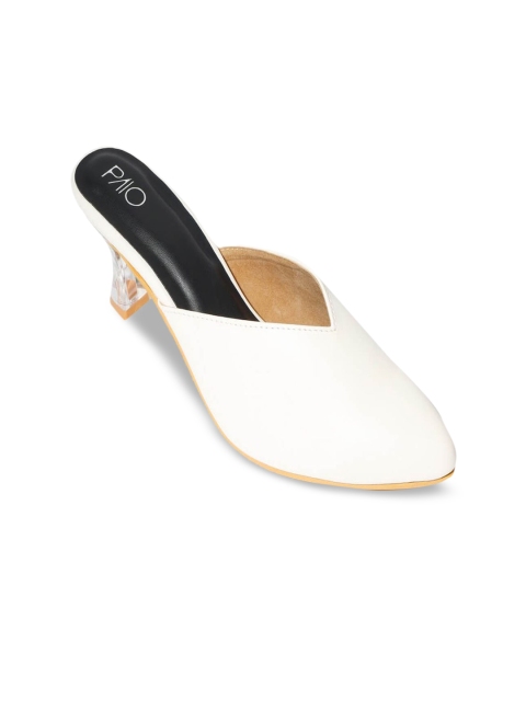

PAIO White Kitten Heel Mules