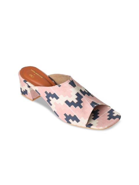 

PAIO Pink & Grey Printed Block Sandals