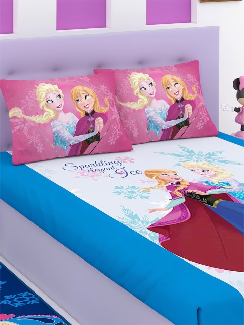 

Marvel Kids Blue Cartoon Characters 180 TC 1 King Double Bedsheet with 2 Pillow Covers
