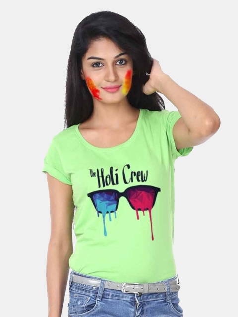 

BonOrganik Women Green V-Neck T-shirt