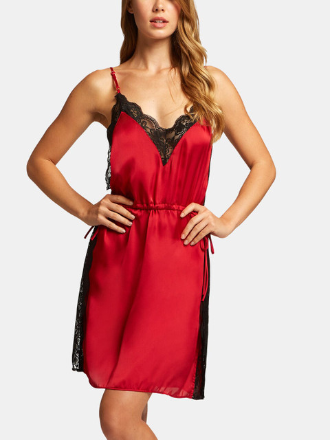 

YAMAMAY Women Red Lacy Chemise Camisole