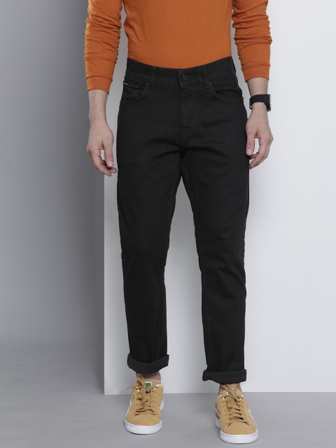 

Tommy Hilfiger Men Black Straight Fit Mid-Rise Stretchable Jeans