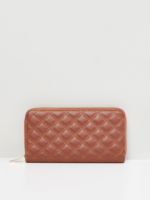 

max Women Brown Textured PU Zip Around Wallet