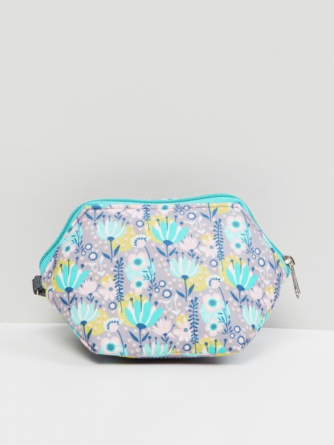 

max Grey & Blue Floral Printed Travelling Pouch