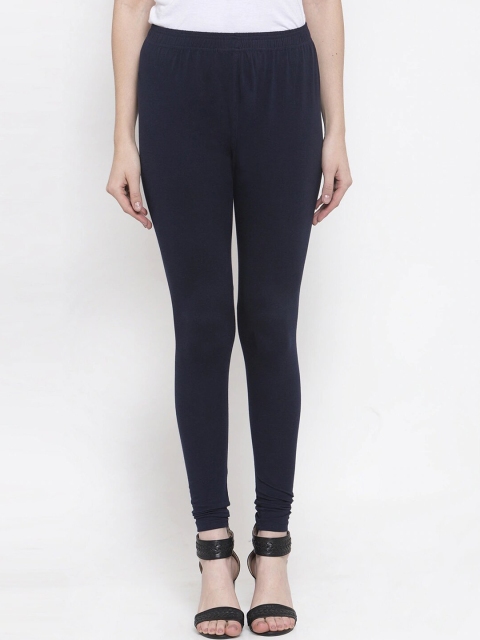 

MARC LOUIS Women Navy Blue Solid Cotton Churidar-Length Leggings