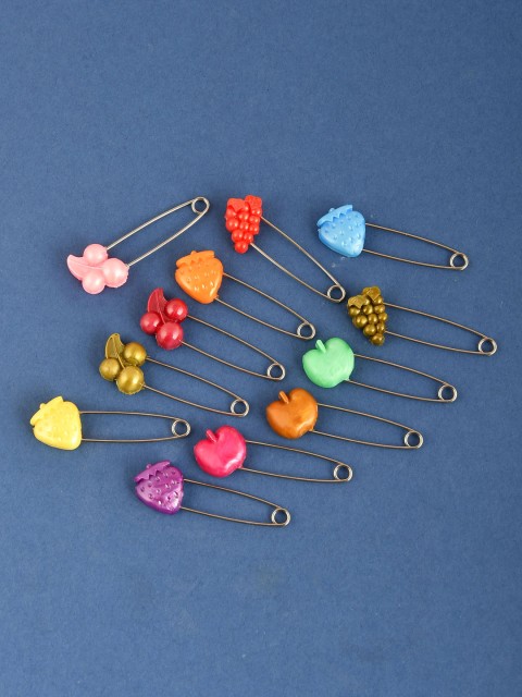 

Silvermerc Designs Set of 12 Acrylic Saree Pins, Pink