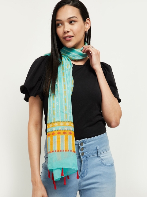 

max Women Green & Yellow Printed Scarf
