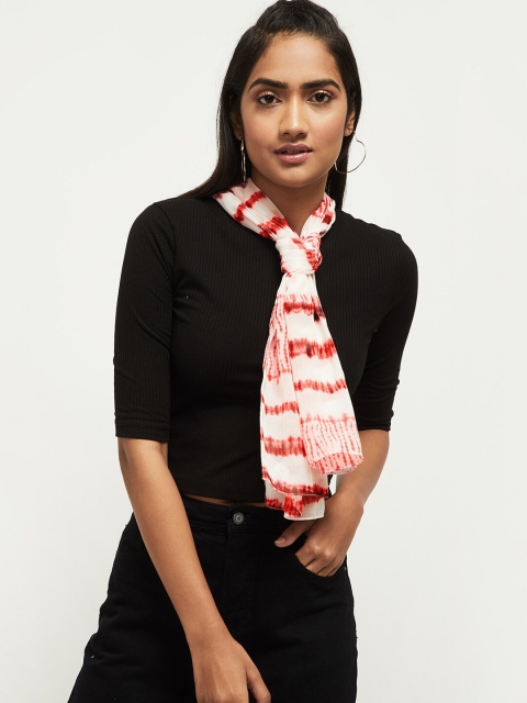 

max Women White & Red Printed Scarf
