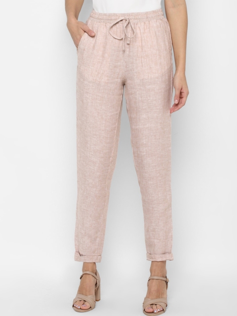 

Allen Solly Woman Beige & White Pleated Trousers