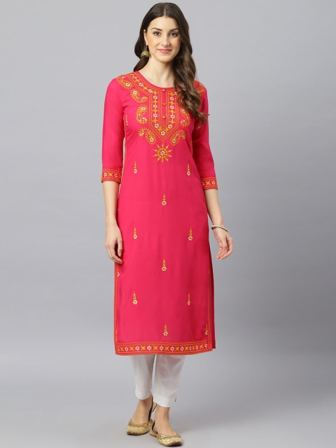 

FASHION DEPTH Women Rose Ethnic Motifs Embroidered Thread Work Kurta