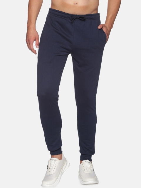 

MASH UNLIMITED Men Navy Blue Solid Slim Fit Cotton Joggers