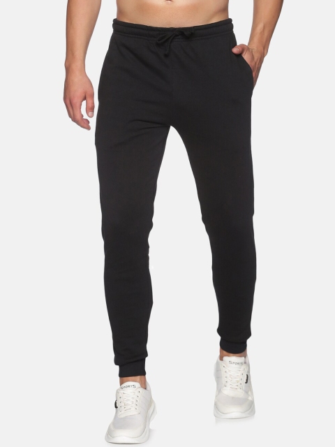 

MASH UNLIMITED Men Black Solid Slim Fit Cotton Joggers