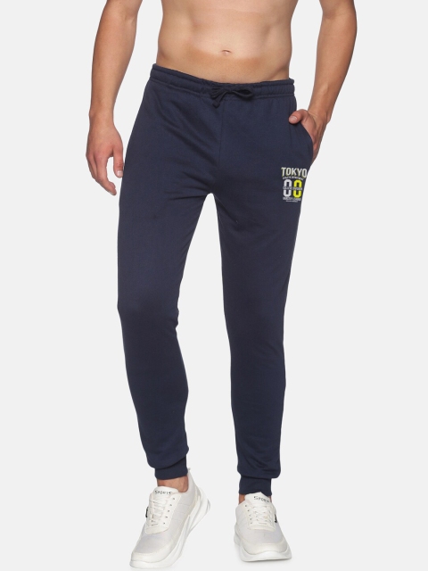 

MASH UNLIMITED Men Navy Blue Cotton Printed Track Pants