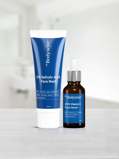 

Be Bodywise Acne and Wrinkle Care Kit, 2% Salicylic Acid Face Wash 100 ml & 20% Vitamin C Serum 20 ml, Blue