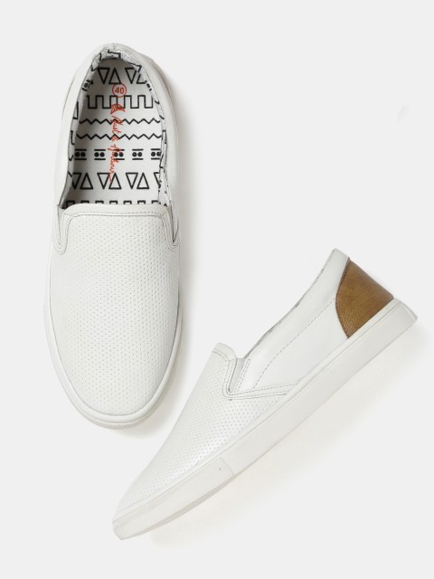 

Mast & Harbour Men White Solid Regular Slip-On Sneakers