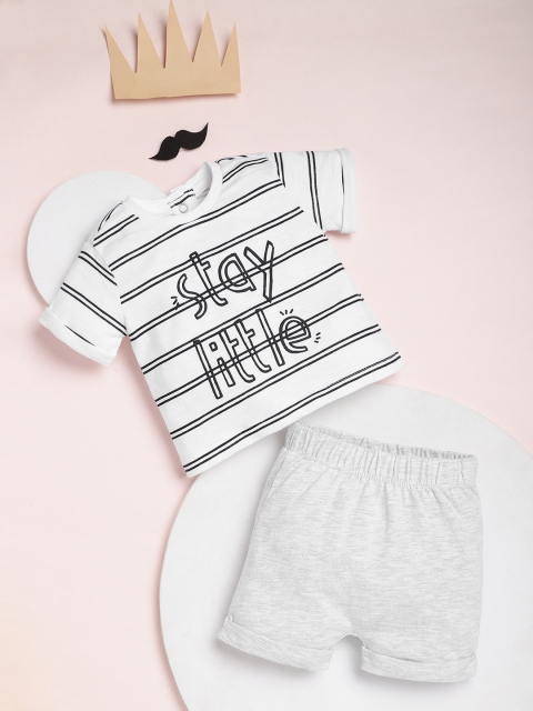 

Chicco Infant Boys White & Black Striped T-shirt with Shorts