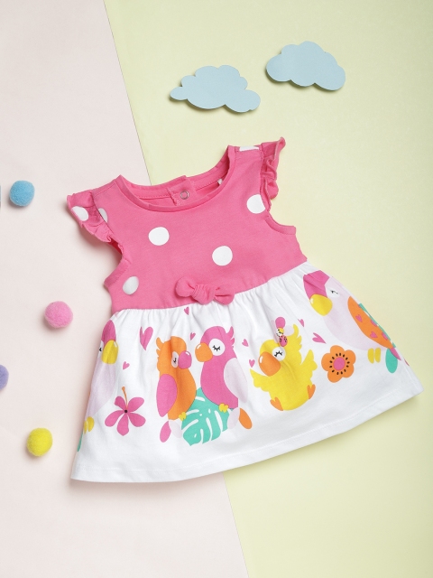 

Chicco Infant Girls Pink & White Printed Pure Cotton A-Line Dress