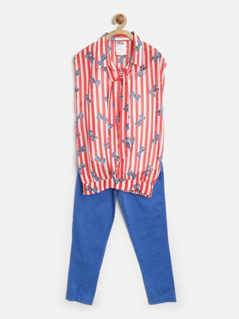

Peppermint Girls Red & Blue Striped Clothing Set