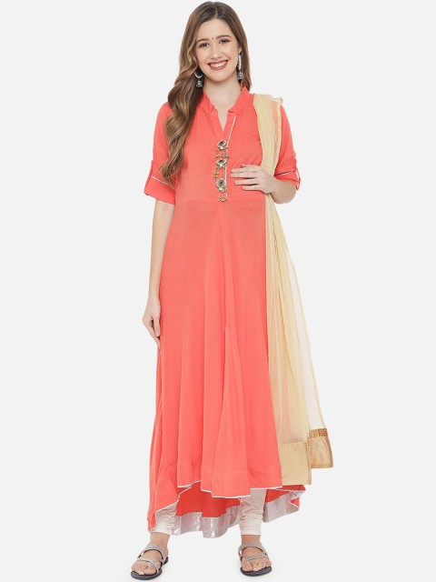 

Aujjessa Women Peach-Coloured Maternity Kurta
