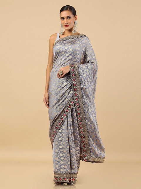 

Soch Women Grey Woven Design Readymade Georgette Saree