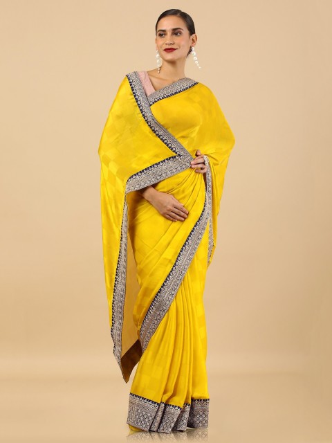 

Soch Yellow Chiffon Solid Saree Blouse