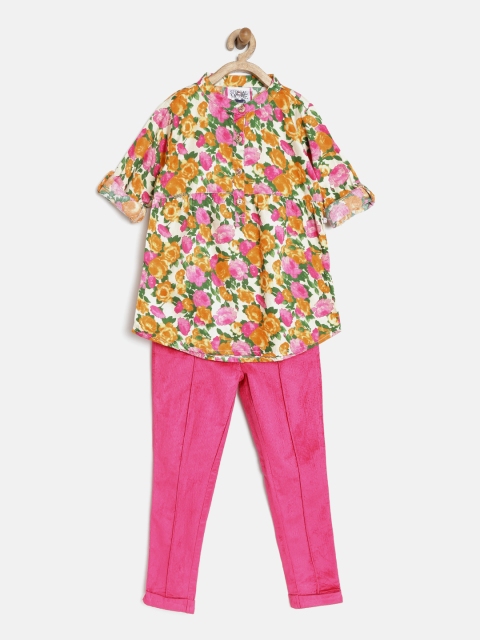 

Peppermint Girls Yellow & Pink Floral Print Clothing Set