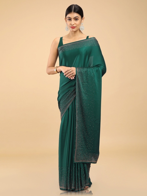 

Soch Green Solid Embellished Crepe Saree