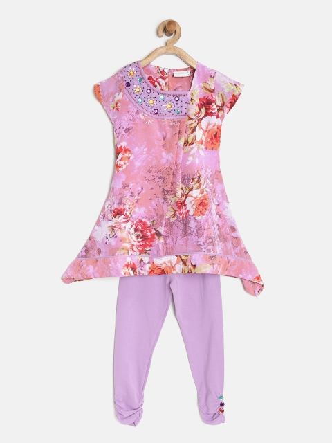 

Peppermint Girls Multicoloured Printed A-Line Dress with Leggings, Multi