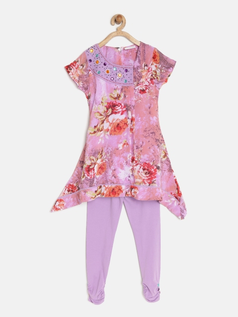 

Peppermint Girls Multicoloured Printed A-Line Dress with Leggings, Multi