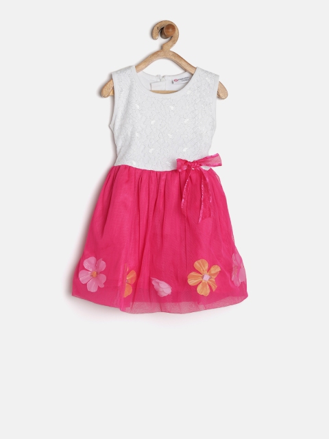 

Peppermint Girls Off-White & Pink Lace Fit & Flare Dress