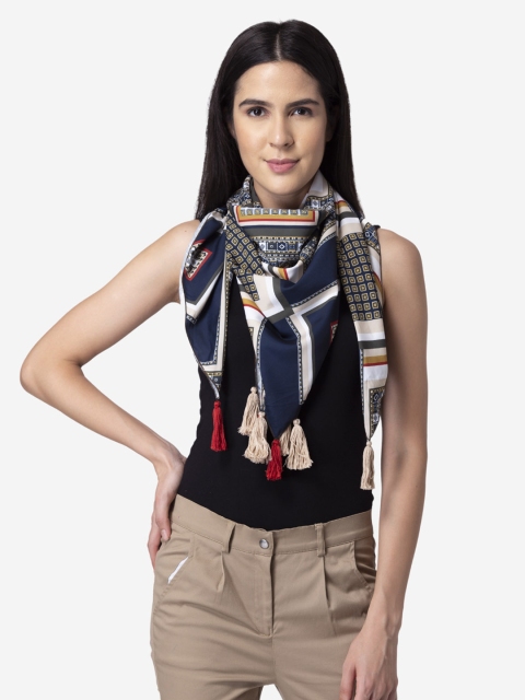 

Modriba Women White & Blue Printed Scarf