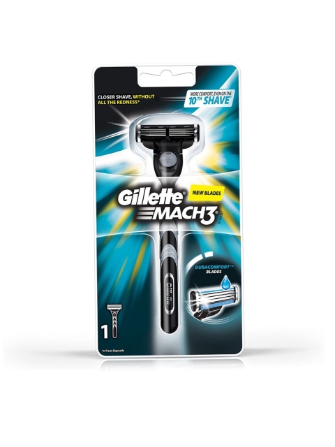 

Gillette Mach 3 Shaving Razor with Duracomfort Blades, Black