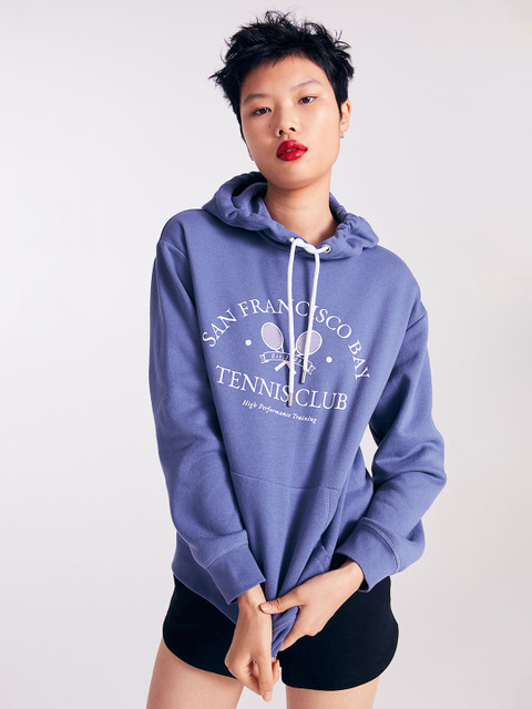 

H&M Women Blue Printed Hoodie
