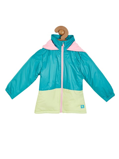

Cherry Crumble Girls Blue & White Colourblocked Puffer Jacket