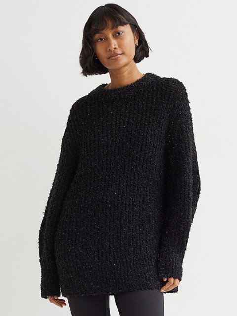 

H&M Women Black Rib-Knit Jumper
