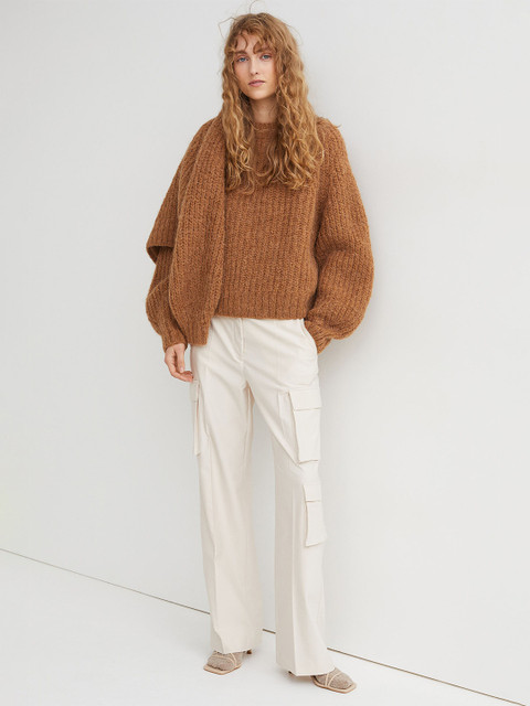 

H&M Women Brown Solid Round Neck Wool jumper