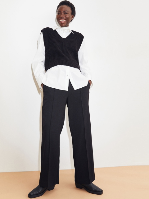 

H&M Women Black Tailored Pull-On Trousers