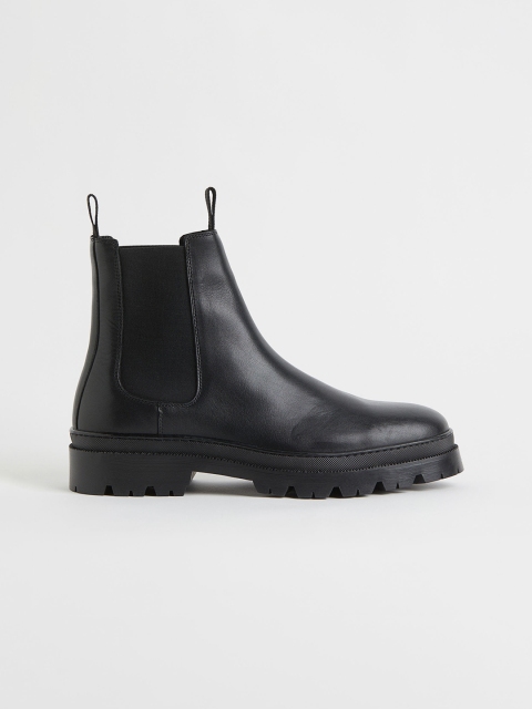 

H&M Men Black Leather Chelsea Boots