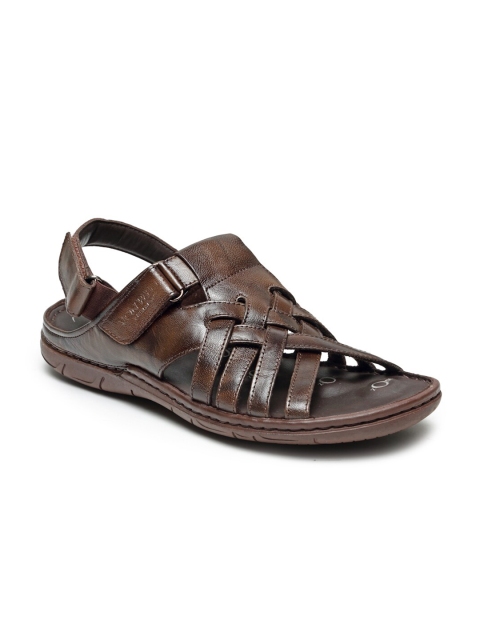 

VON WELLX GERMANY Men Coffee Brown Leather Comfort Sandals