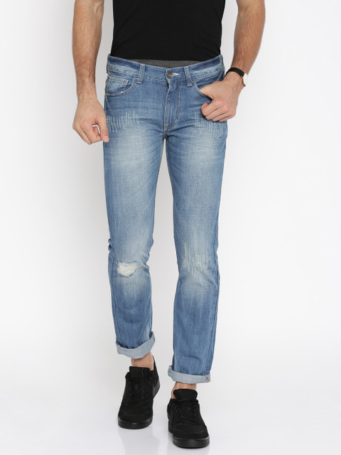 

United Colors of Benetton Men Blue Slim Fit Mid-Rise Mildly Distressed Jeans