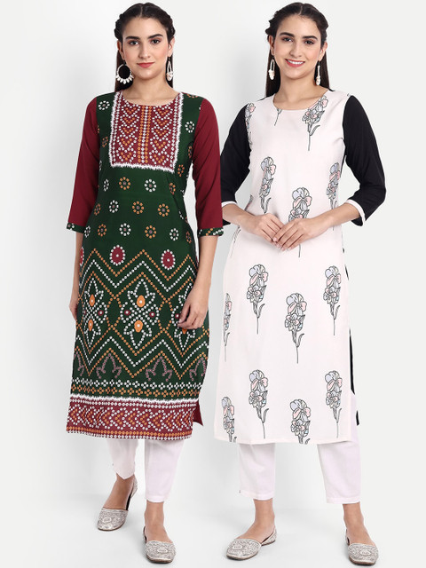 

KALINI Women Multicoloured Ethnic Motifs Printed Crepe Kurta, Multi